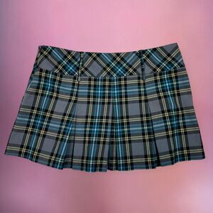 Candies Y2K office siren school girl grey and blue multicolor plaid mini skirt🎀